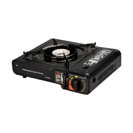 Dujinė viryklė su keturiomis dujinėmis kasetėmis ir praktišku dėklu