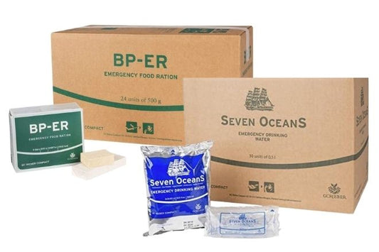 BP ER skubios pagalbos maistas 24x500g su Seven Oceans avariniu vandeniu