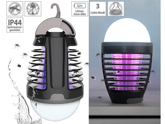2 viename: vabzdžių naikintuvas ir pritemdomas žibintas - apsauga nuo vabzdžių - šviesa / lempa / žibintas - baterija / USB jungtis - avarinė lemputė - vabzdžių lempa - stovyklavimo šviesa - elektra - avarinė apsauga