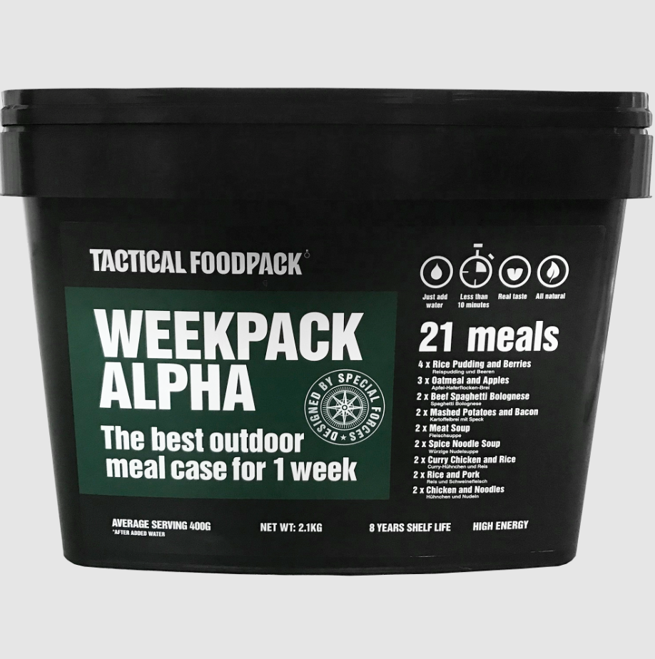 „Tactical Foodpack Premium Week Pack“ – „Alfa“ – 2080 gramų – 21 patiekalas