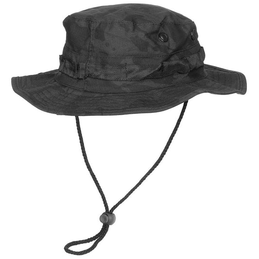Tactical Boonie - krūminė kepurė, smakro dirželis juodas kamino