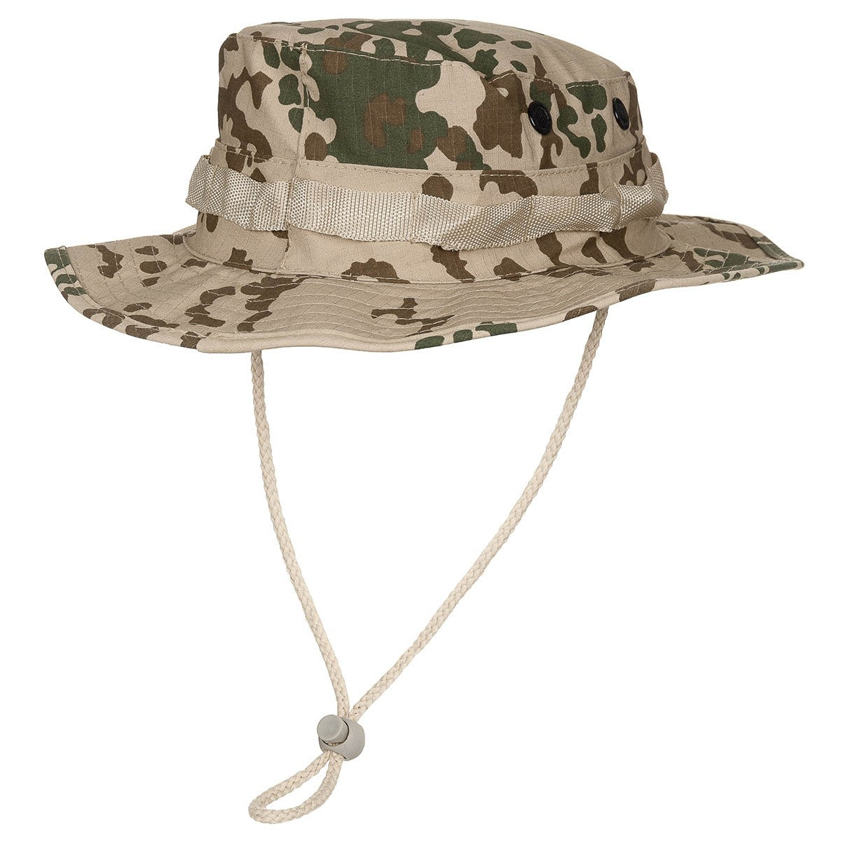 Taktinis boonis - krūminė kepurė, smakro dirželis tropinis kamufliažas